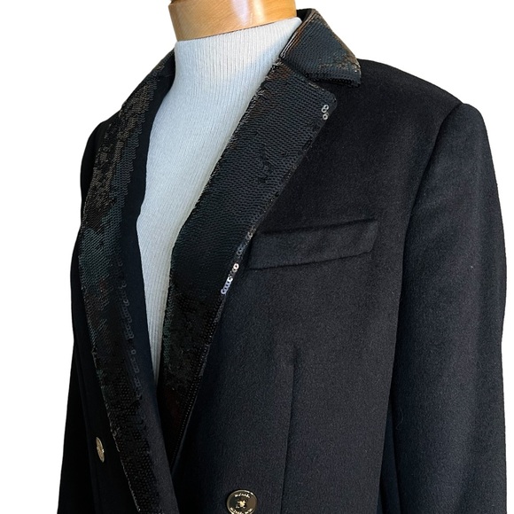MICHAEL Michael Kors Wool Blend Black Double Breasted Coat w/Sequin Coll… - Picture 15 of 16